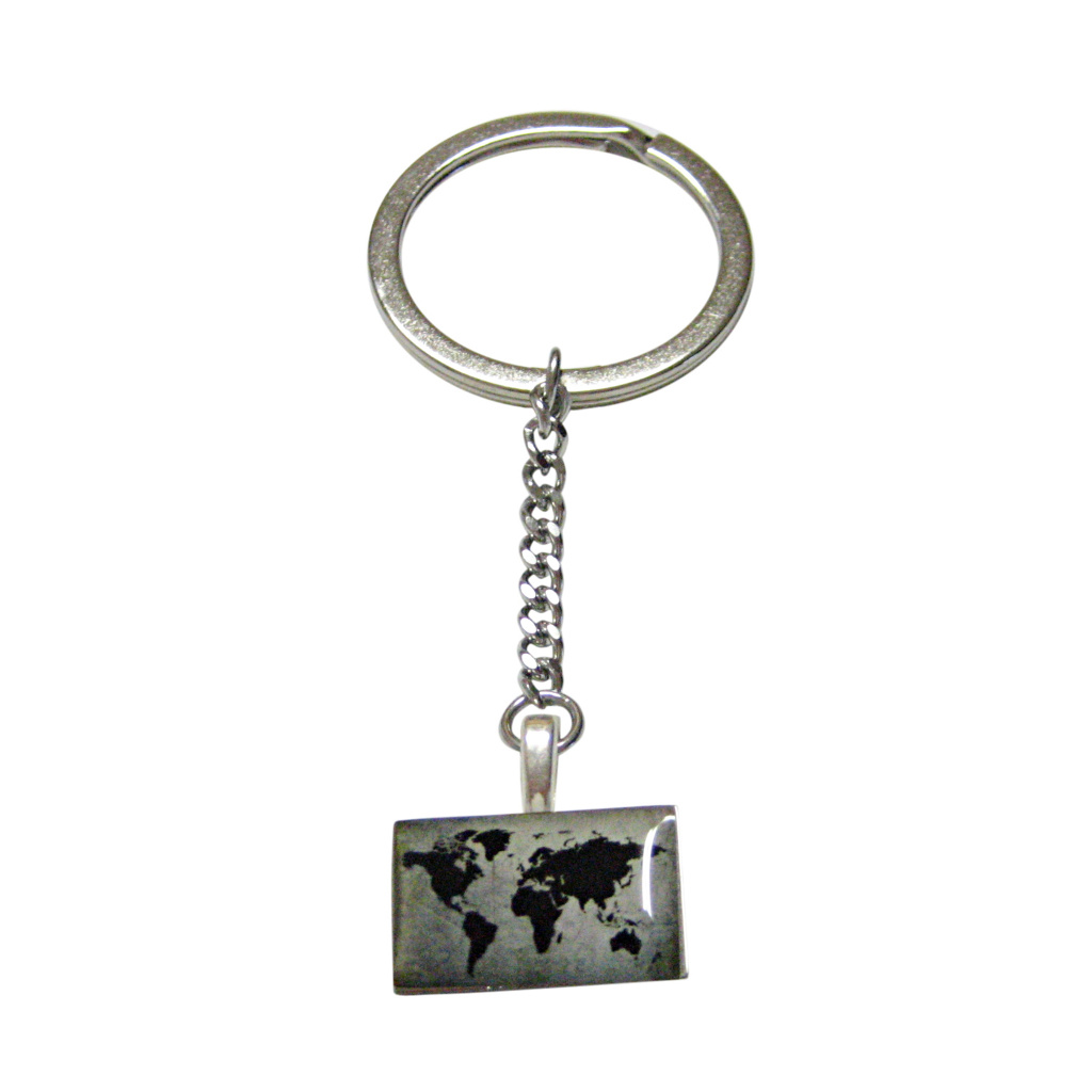 Rectangular World Map Keychain